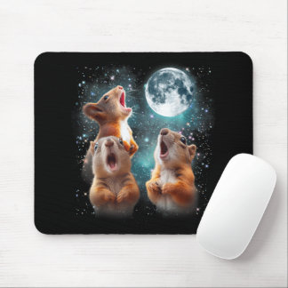 Mousepad 3 Esquilo Moon Howling Cabeça de Esquilo Engraçado