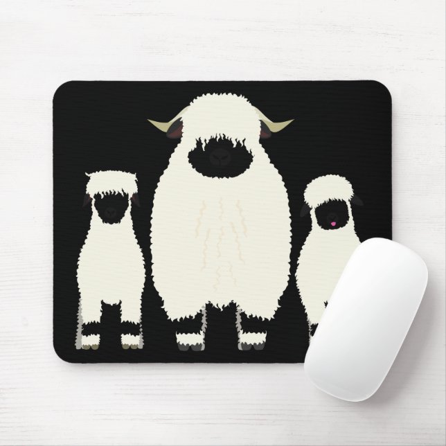 Mousepad 3 Ovinos Nose Negros Valais Seguidos (Com mouse)