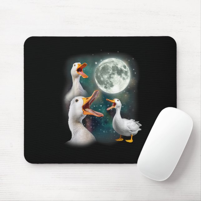 Mousepad 3 Patos Uivam Para a Lua Engraçado Estranho Assomb (Com mouse)
