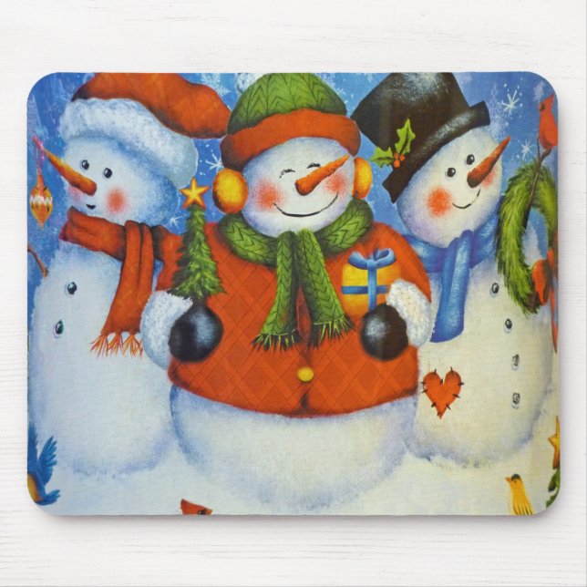 Mousepad 3 Snowmen Feliz (Frente)