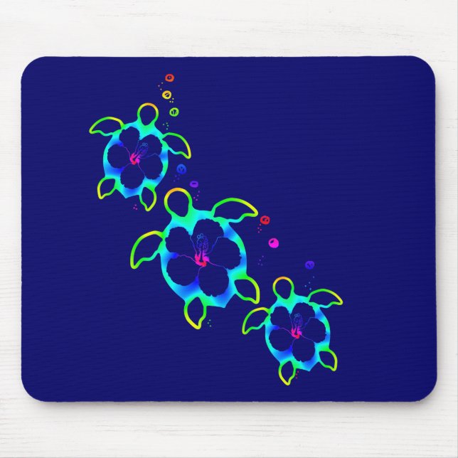 Mousepad 3 tartarugas tingidas laço de Honu (Frente)