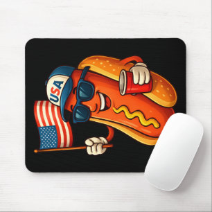 Mousepad 4º de julho Hotdog Funny Patriotic USA Flag