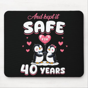 Mousepad 40 Anos Casamento Casal Pinguim Combinando