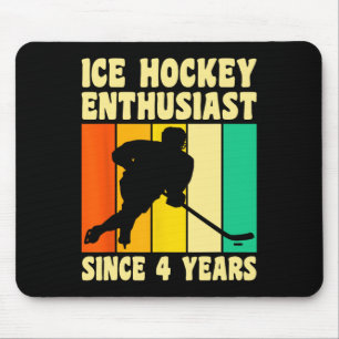 Mousepad 4 anos Vintage Vintage Hockey 4.º Nascimento