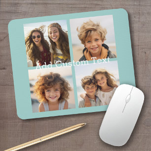 Mousepad 4 Colagem de Fotos - você pode mudar o fundo azul