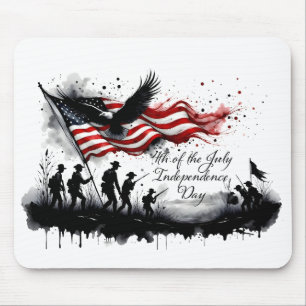 Mousepad 4 de julho Arte Patriótica com Bandeira e Soldados