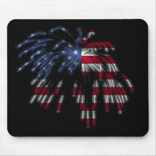 Mousepad 4 de julho fogos-de-artifício & a bandeira