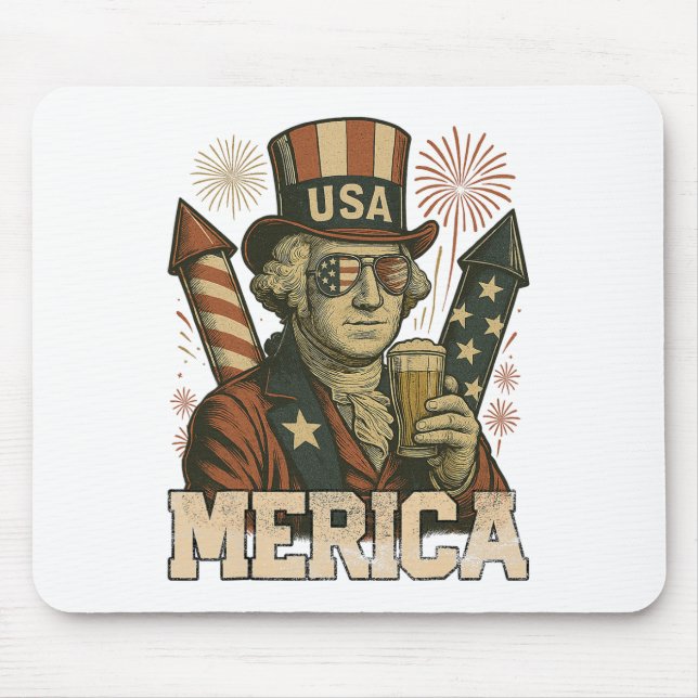 Mousepad 4 De Julho Patriótico Merica George Washington Jul (Frente)