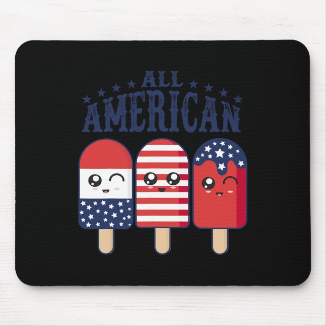 Mousepad 4 De Julho Popsicle Eua Flag Patriotic Summer Boy (Frente)