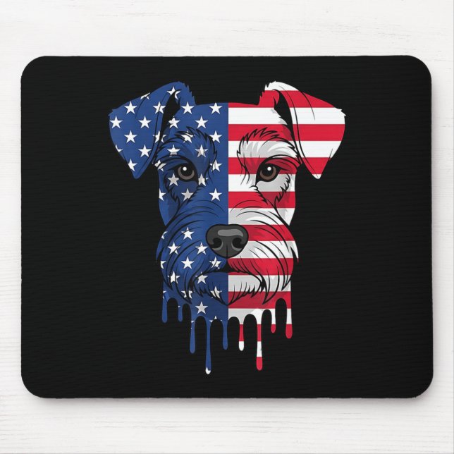 Mousepad 4 de Julho Schnauzer Miniatura Cachorro AAAmerican (Frente)