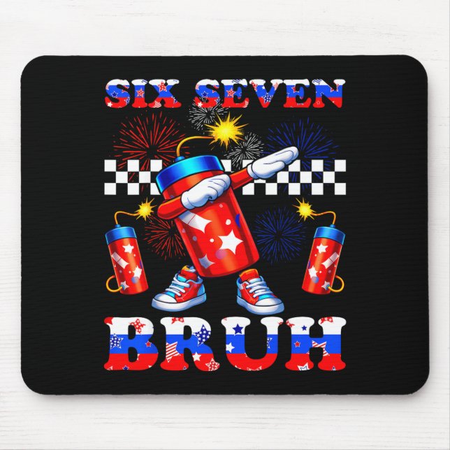 Mousepad 4 de julho seis sete bruh fogo de artifício dabbin (Frente)