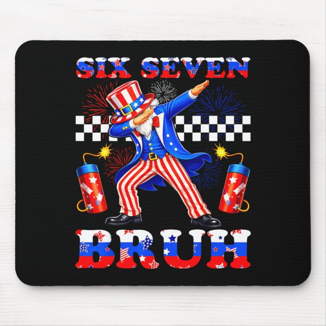 Mousepad 4 de julho seis sete bruh tio sam dançando 67 (Frente)