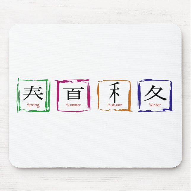 Mousepad 4 estações em japonês - texto preto (Frente)