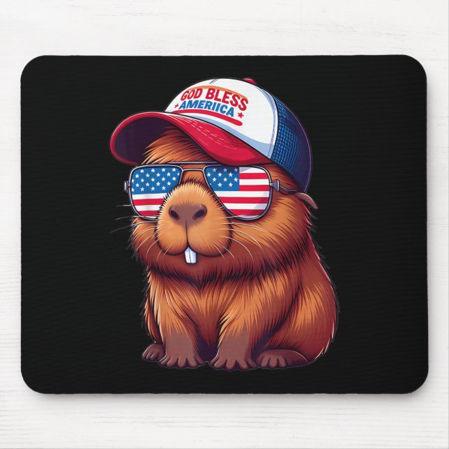 Mousepad 4th Of July Capybara – God Bless America Hat And P (Frente)