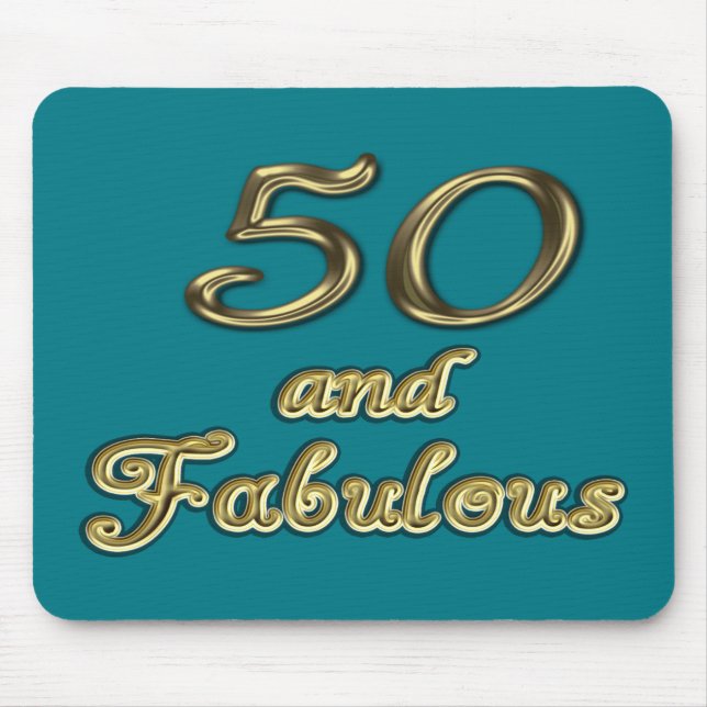 Mousepad 50 anos e fabulosa tipografia Dourada de aniversár (Frente)