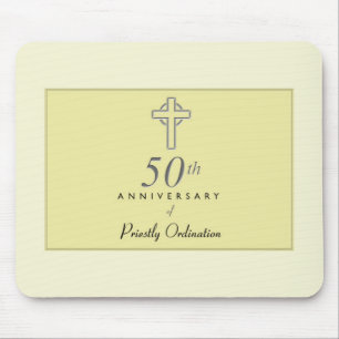 Mousepad 50th Aniversário do padre com cruz gravada
