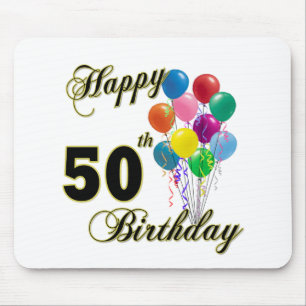 Mousepad 50th presentes de aniversário e roupa felizes do