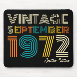Mousepad 52ª Aniversário, Vintage, setembro de 1972, Limite