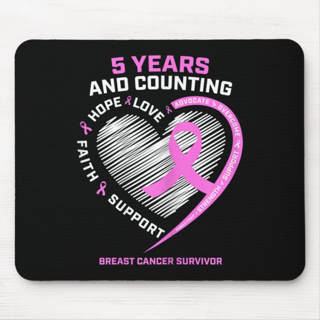 Mousepad 5 anos de Sobrevivência do Câncer da Mama 5 anos d (Frente)