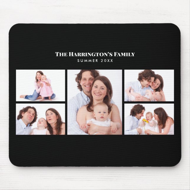 Mousepad 5 Seções Foto Personalizada Quadro Preto Elegante  (Frente)