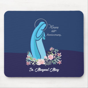 Mousepad 60º Aniversário da Vida Religiosa Nun Pink Flower