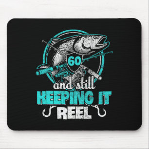 Mousepad 60.º Aniversário Engraçado de Pesca Camisa Pescado