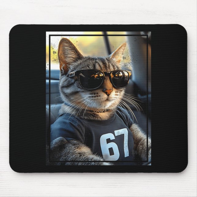 Mousepad 67 And Still Cool Funny Birthday Meme Cat  (Frente)