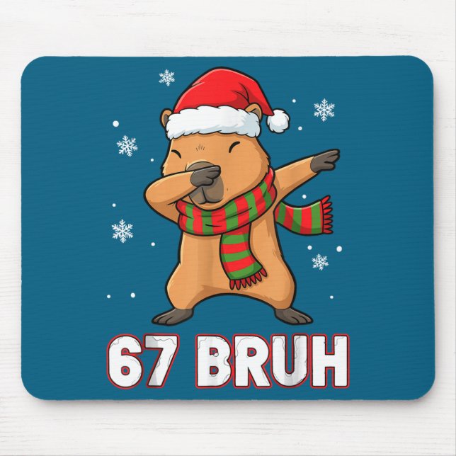 Mousepad 67 Bruh Six Seven Meme Capybara Christmas Kids Boy (Frente)
