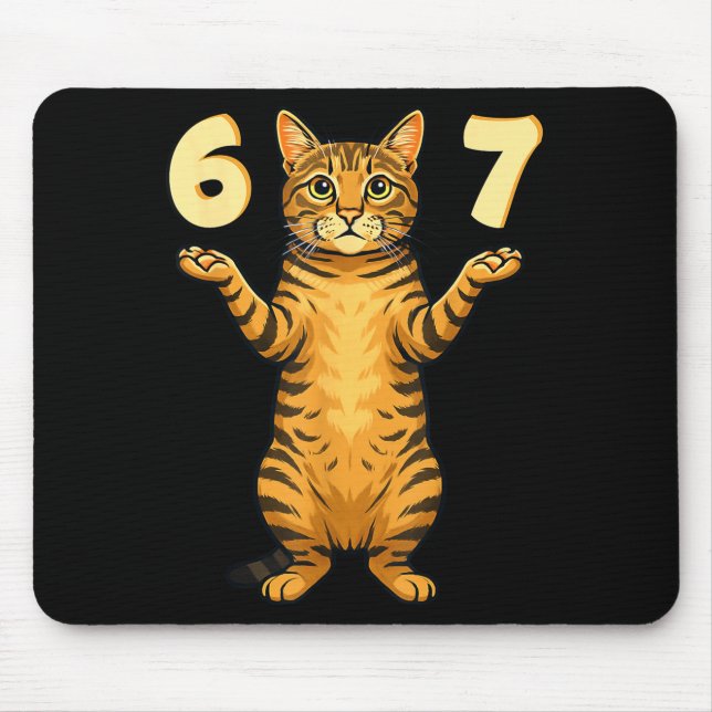 Mousepad 67 Cat Meme Funny Gen Alpha Slang Humor For Teens  (Frente)