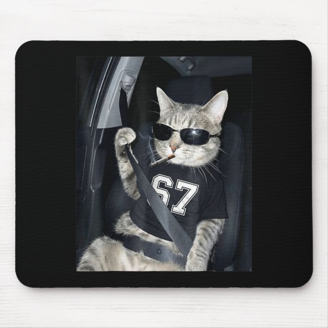 Mousepad 67 Cat Wearing Sungles Gen Alpha Smoking Cat  (Frente)