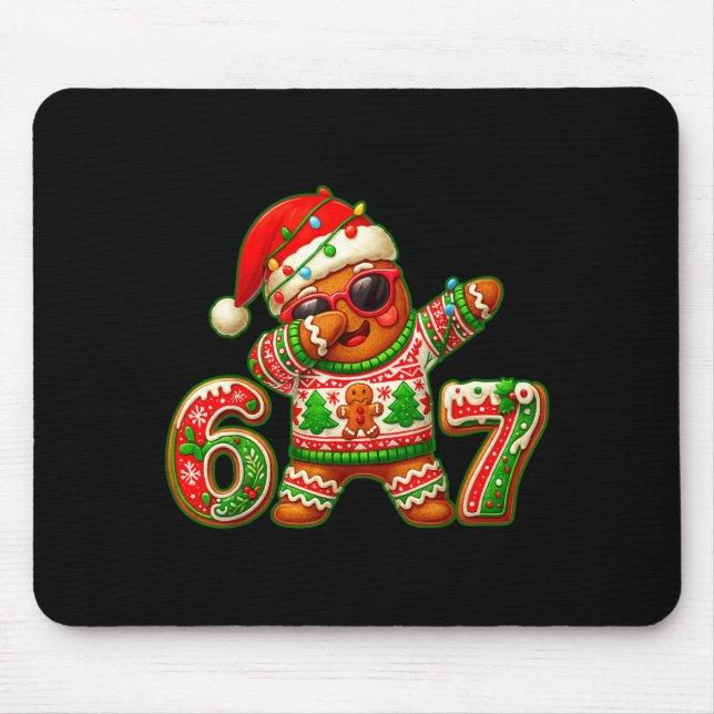 Mousepad 67 Christmas 6 7 Meme Gingerbread Man Xmas Pajamas (Frente)
