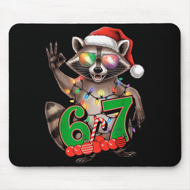 Mousepad 67 Christmas Funny Raccoon Festive 6-7 Meme Boys G (Frente)