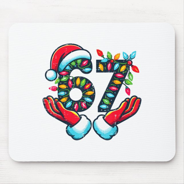 Mousepad 67 Christmas Lights Funny Christmas 6 7 Meme Xmas  (Frente)