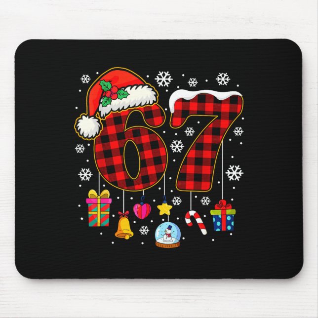 Mousepad 67 Christmas Red Plaid 6 7 Six Seven Boys Christma (Frente)