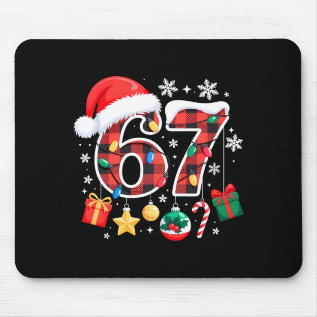 Mousepad 67 Christmas Red Plaid 6 7 Six Seven Boys Christma (Frente)