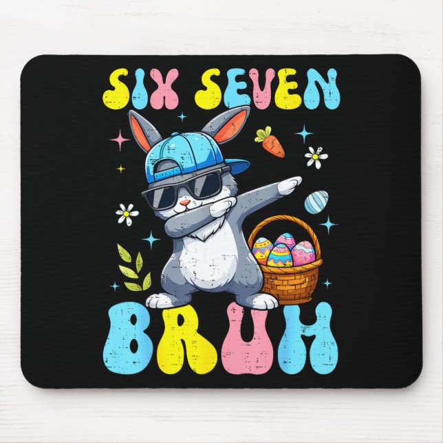 Mousepad 67 Coelho de Páscoa Seis Sete Bruh Dabbing Bunny  (Frente)