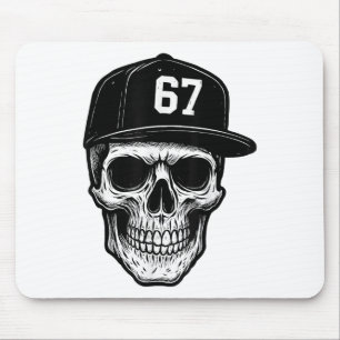 Mousepad 67 Crânio Halloween Brainrot Meme Seis Sete Crianç