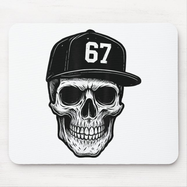 Mousepad 67 Crânio Halloween Brainrot Meme Seis Sete Crianç (Frente)