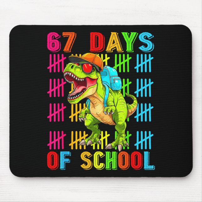 Mousepad 67 Days Of School 67th Day Dinosaur For Boys Mens  (Frente)