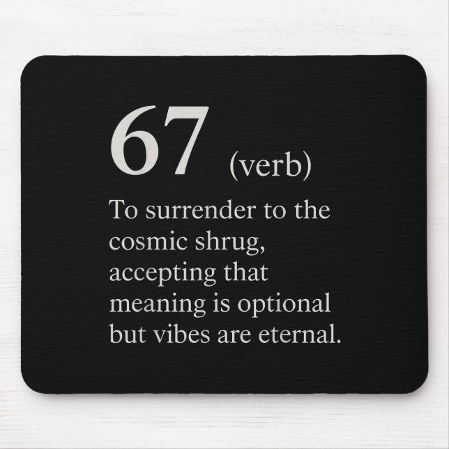 Mousepad 67 Definição de Verbo Meme Engraçado Piada da Inte (Frente)