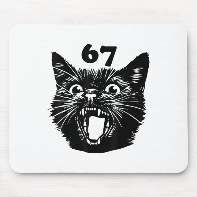 Mousepad 67 Gato Preto Halloween Brainrot Meme Seis Sete Ga (Frente)