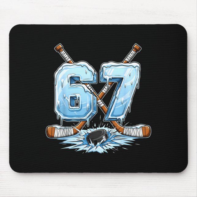 Mousepad 67 Hockey Drip Number Funny Meme Style Boys Graphi (Frente)