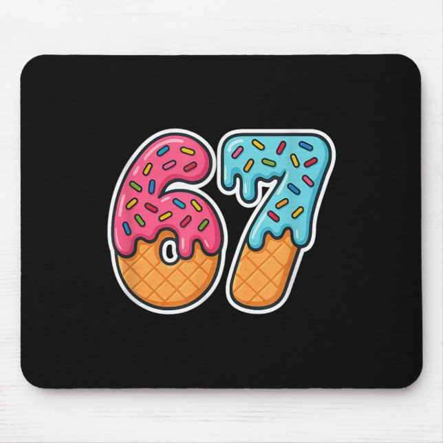 Mousepad 67 Ice Cream Meme Drip Six Seven Slang Gen Alpha  (Frente)