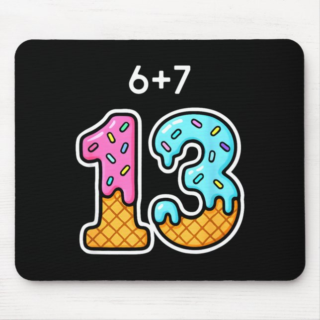 Mousepad 67 Meme 13th Birthday Icecream Cone Cute Teen Girl (Frente)