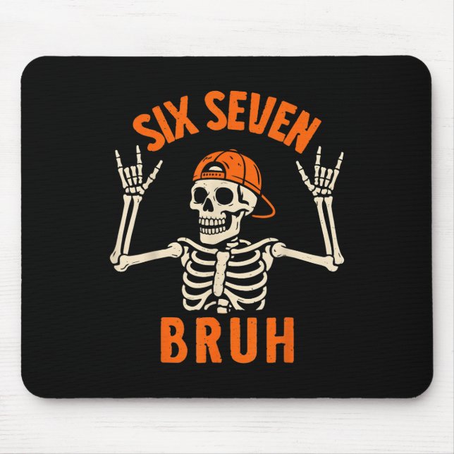 Mousepad 67 Meme 6 7 Esqueleto engraçado de Halloween Rock  (Frente)