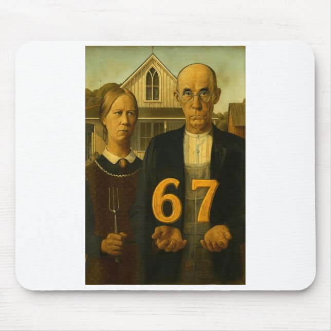 Mousepad 67 Meme American Gothic Art Six Seven Gen Alpha Sl (Frente)