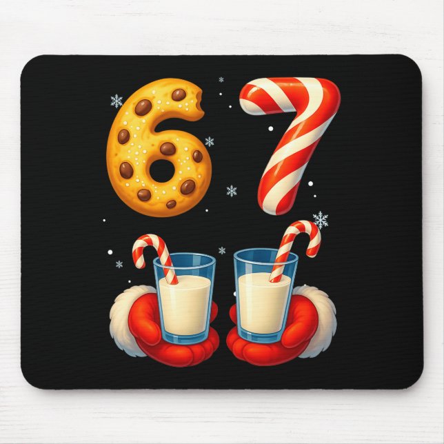 Mousepad 67 Meme Christmas Cookie Candy Cane Funny Six Seve (Frente)