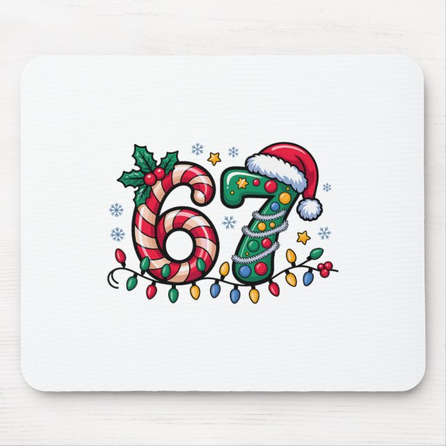 Mousepad 67 Meme de Natal Six Seven Xmas Engraçado Rapazes  (Frente)