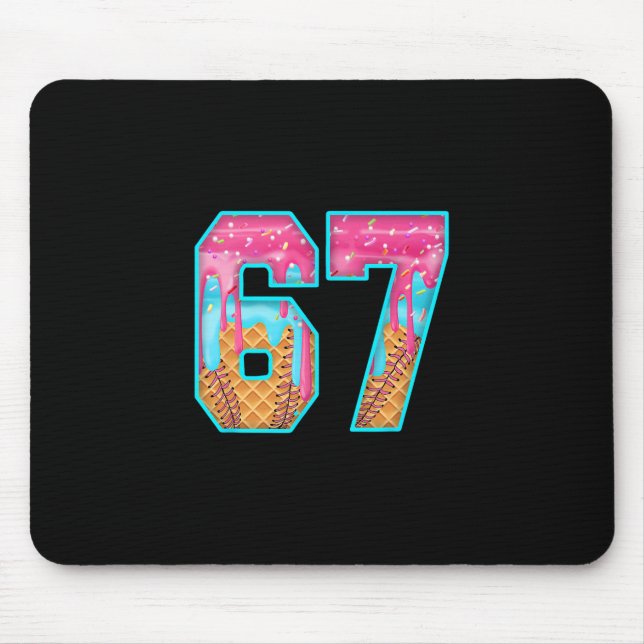 Mousepad 67 Meme de Sorvete Pingando Divertido Número Seis  (Frente)