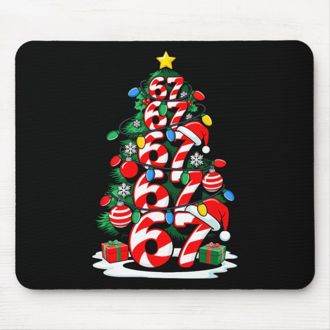 Mousepad 67 Meme Divertido Seis Sete Luzes De Natal Árvore  (Frente)